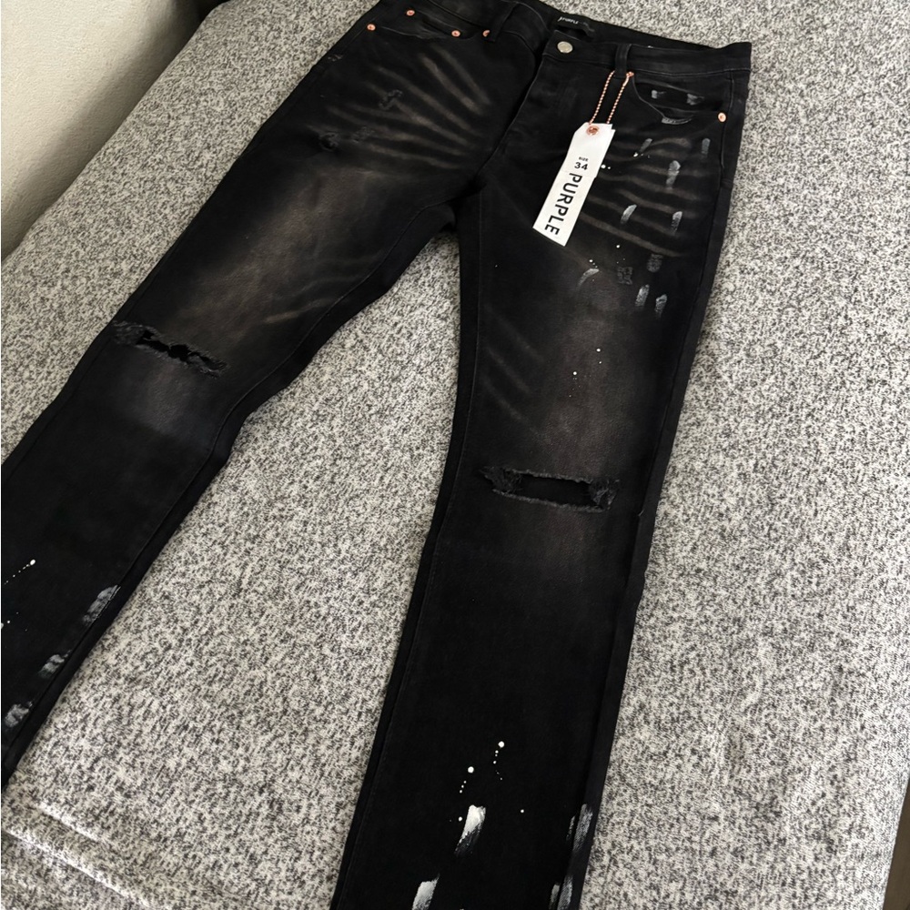 Purple Men's Black Ripped Skinny Jeans